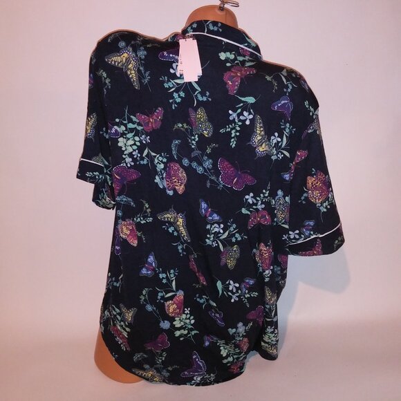 Victoria Secret Pajama Set Top & Bottom XXL 2X Modal Navy Blue Butterfly Garden - Picture 12 of 12